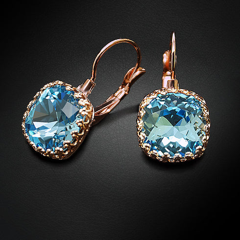 Auskarai "Vintāžš V (Aquamarine Blue)" su Swarovski™ kristalais